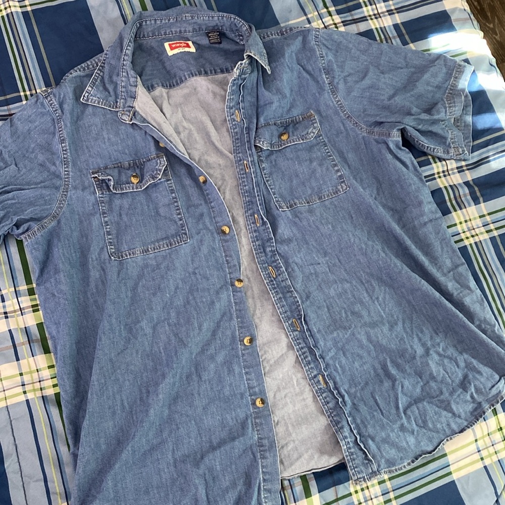 Wrangler denim button down short-sleeve shirt - Picture 17 of 17